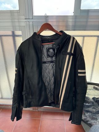 Chaqueta moto de piel Racer con protecciones