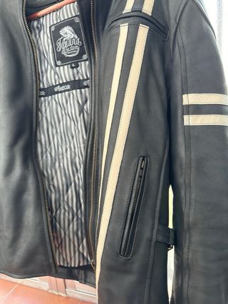 Chaqueta moto de piel Racer con protecciones