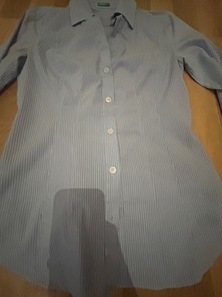 Camisa azul de rayas Benetton