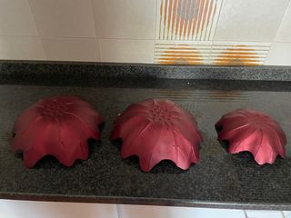 Set 3 ciotole di vetro vintage floreali