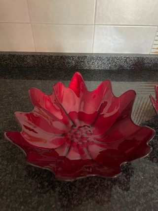 Set 3 ciotole di vetro vintage floreali