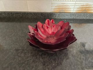 Set 3 ciotole di vetro vintage floreali