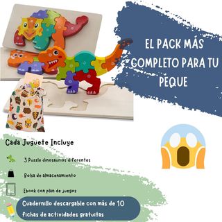 Pack de tres puzzles de Dinosaurios.NUEVO sin usar