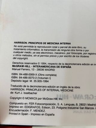 Principios de Medicina interna. Harrison 13 Ed.