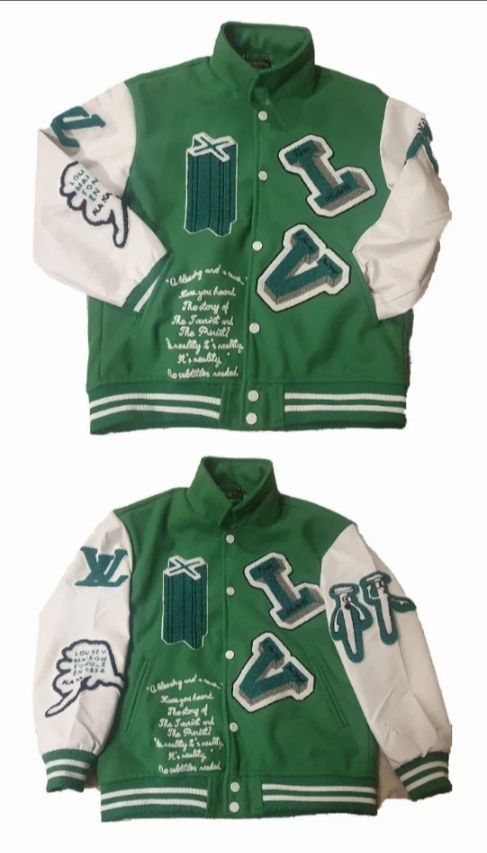 Chaqueta unisex varsity talla M bomber verde LV