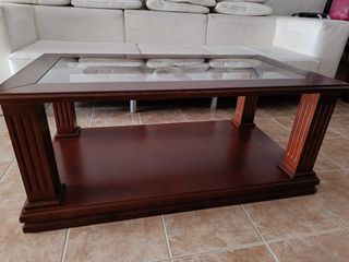 Mesa centro madera y cristal 