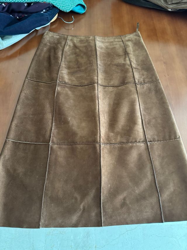 Falda de piel autentica Mango