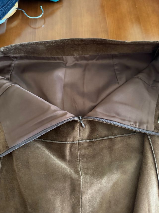 Falda de piel autentica Mango