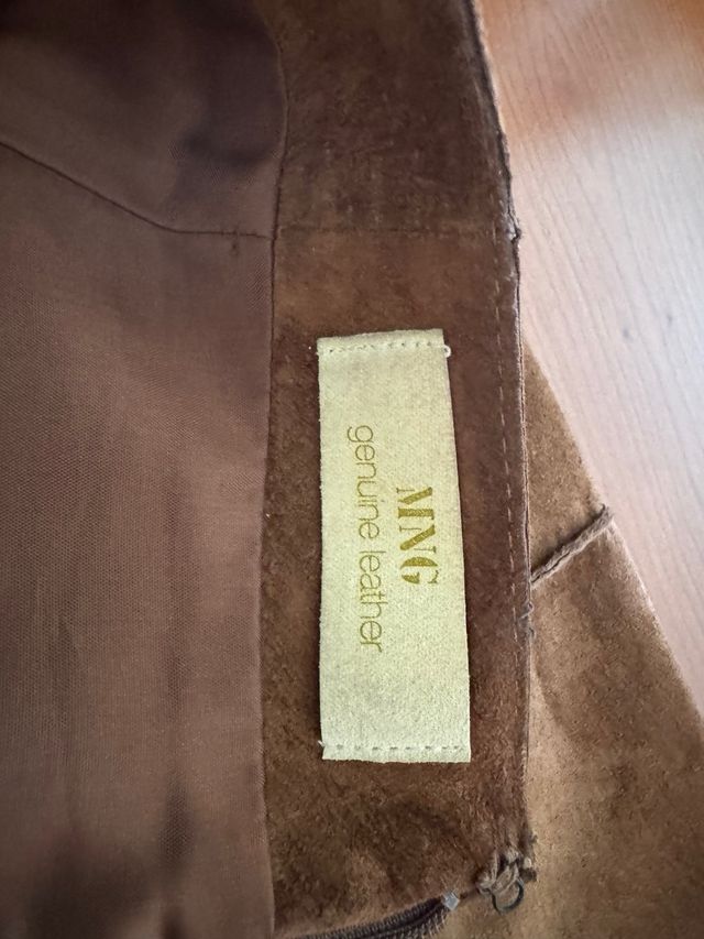 Falda de piel autentica Mango