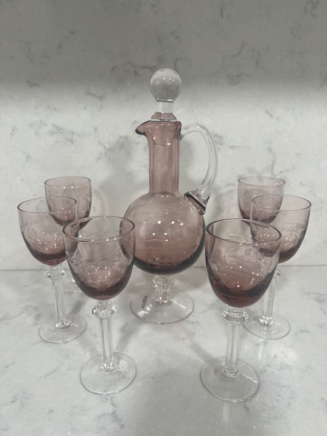 LIQUIDACION LICORERA d cristal tallado c 6 copas.