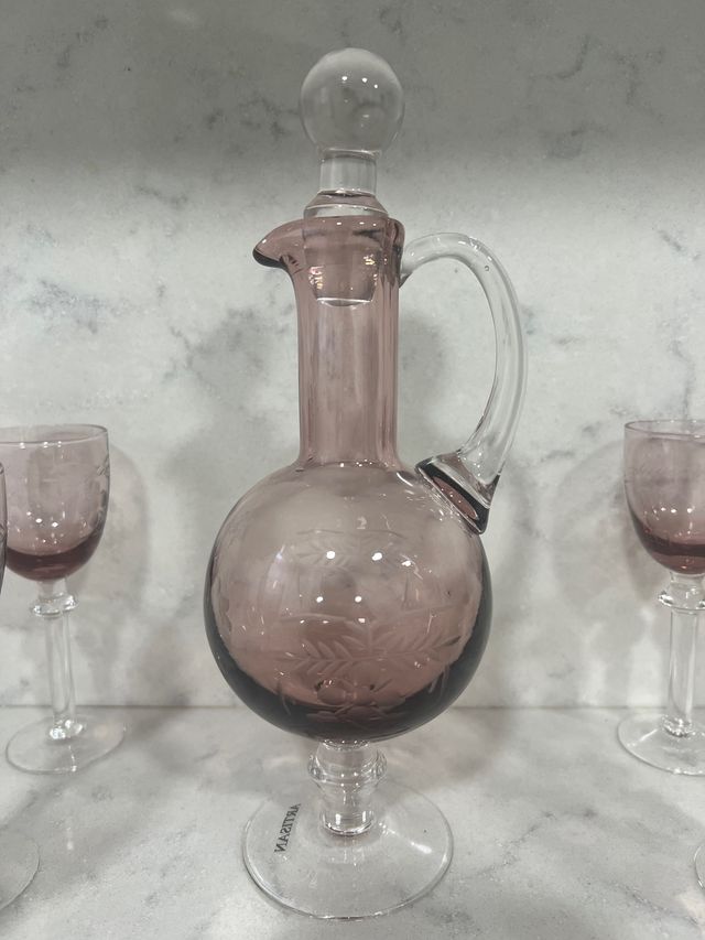 LIQUIDACION LICORERA d cristal tallado c 6 copas.