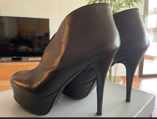 Botin plataforma y tacón en piel negro, Vogli