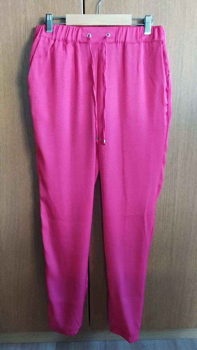 Pantalón seda fucsia