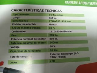 Carretilla oruga bateria