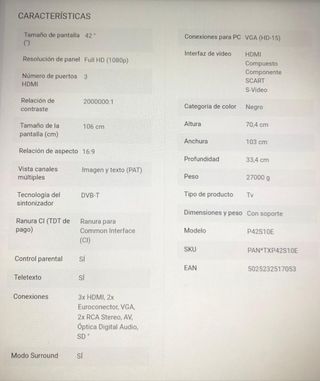 Televisión Panasonic