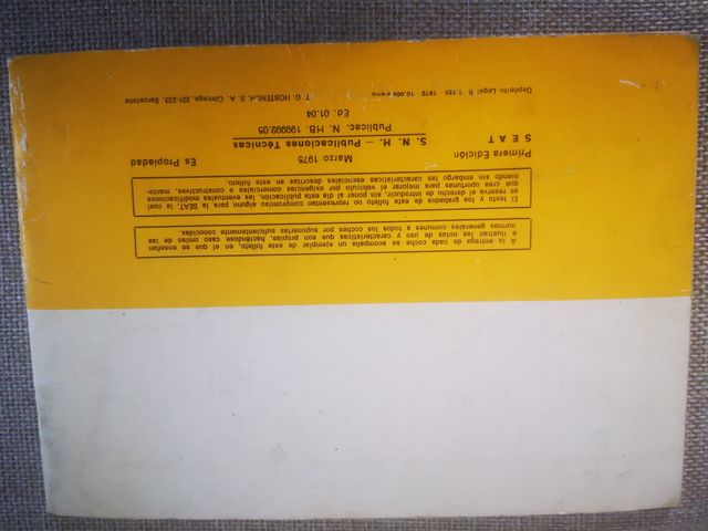 Seat 127, 1975. Manual instrucciones.