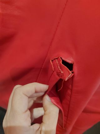 Chaqueta piel roja mujer