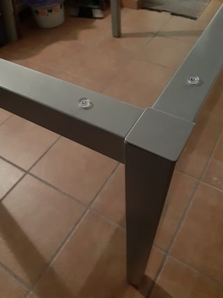 Mesa grande acero y cristal blanco