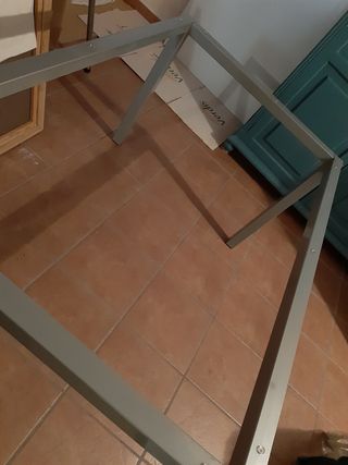 Mesa grande acero y cristal blanco