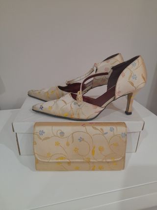 Zapato y bolso fiesta de tela