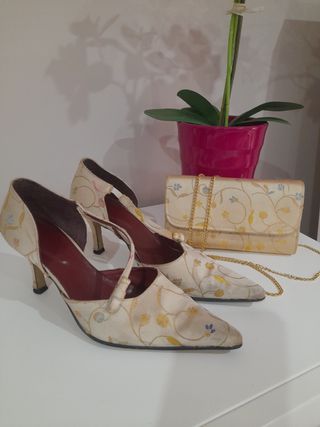 Zapato y bolso fiesta de tela