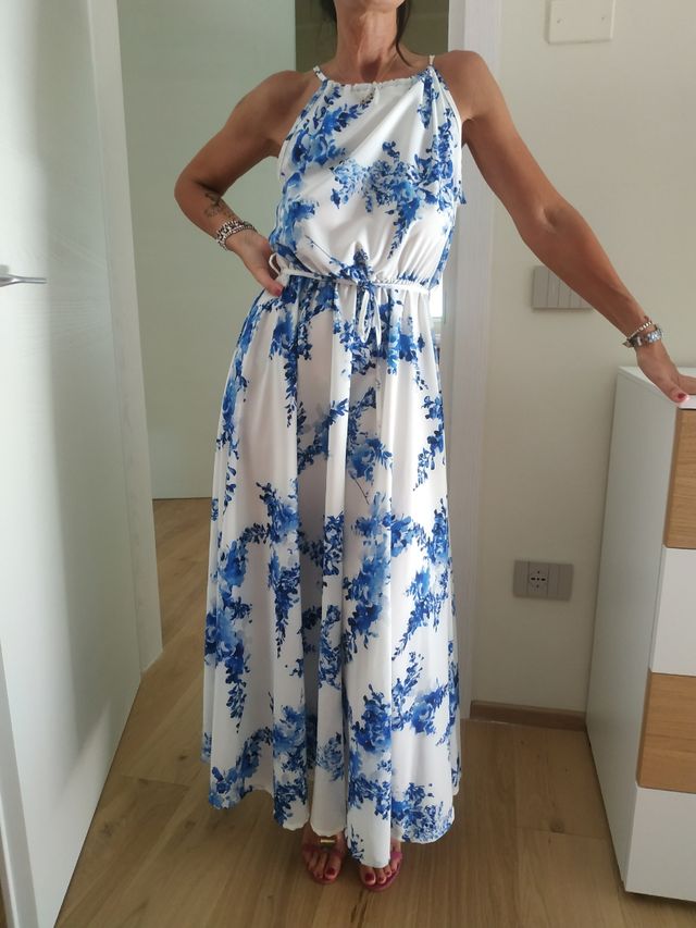 Vestito casual a fiori bianco-blue 10% descuento