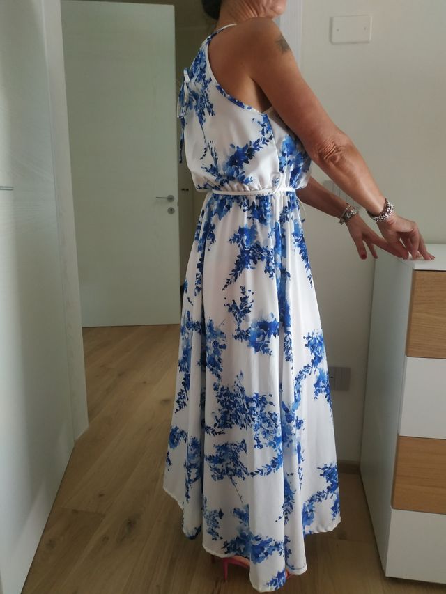 Vestito casual a fiori bianco-blue 10% descuento