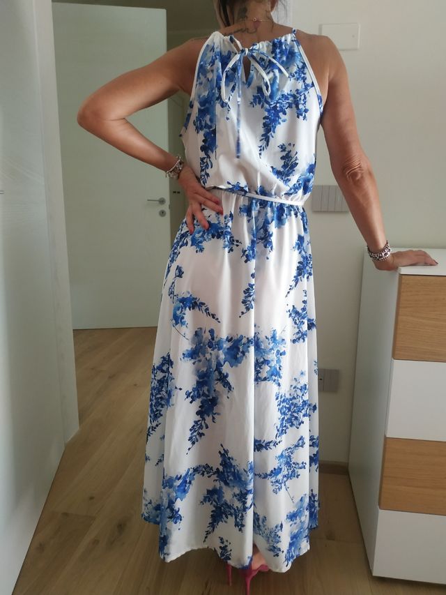 Vestito casual a fiori bianco-blue 10% descuento