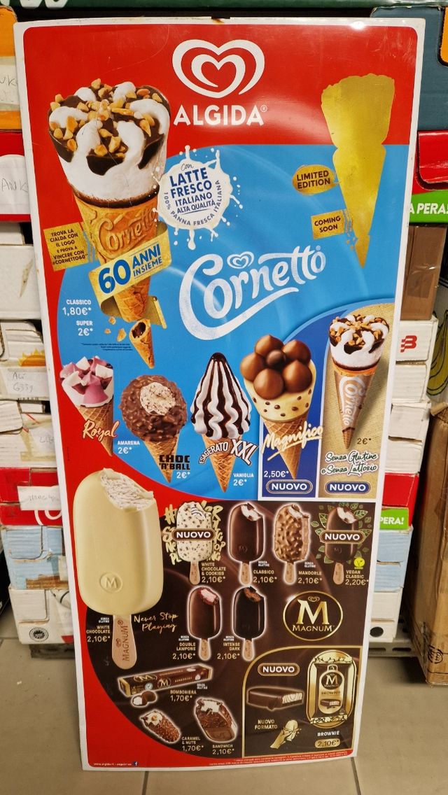 Tabella di latta gelati cornetto