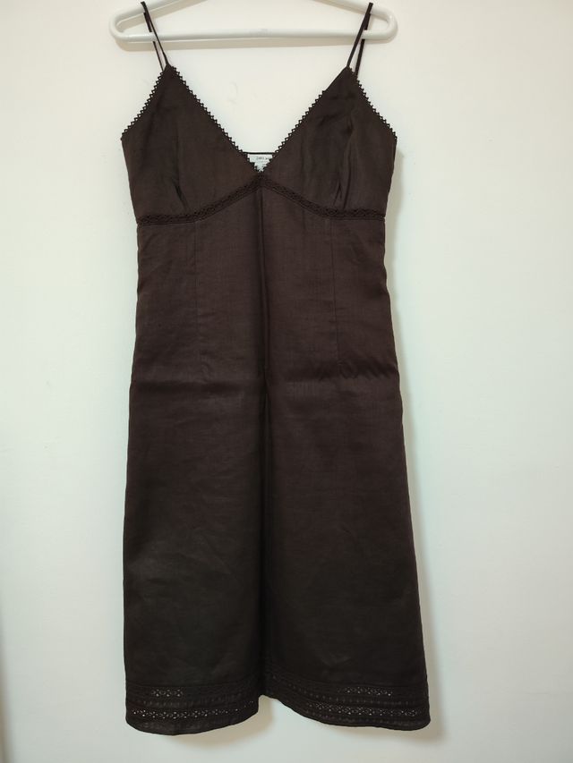 Vestido Zara T/L marrón.