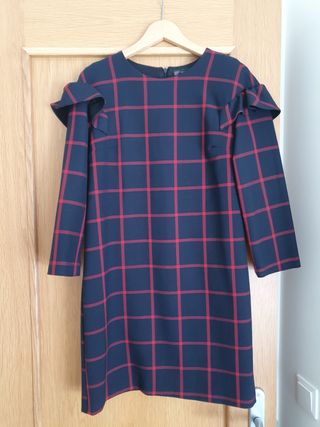 Vestido mujer cuadros bourdeos