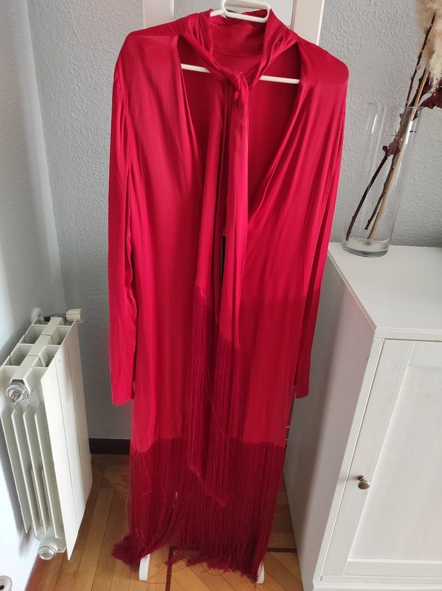 Vestido rojo flejos.Talla M