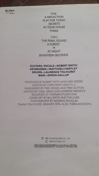 The Cure "Seventeen Seconds" Vinilo