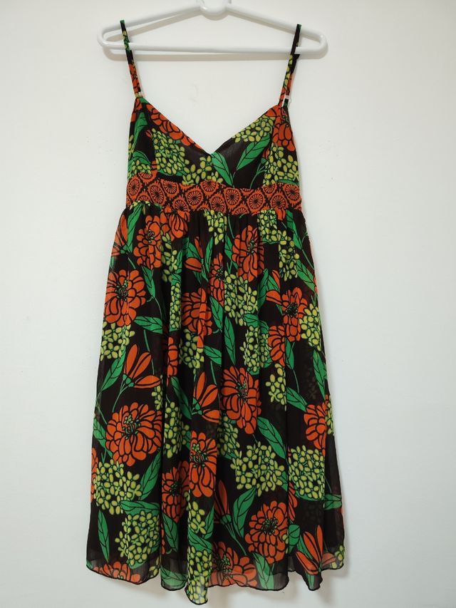 Vestido blaco estampado T/38