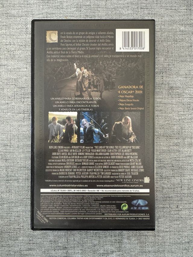 Película VHS El Señor de los anillos