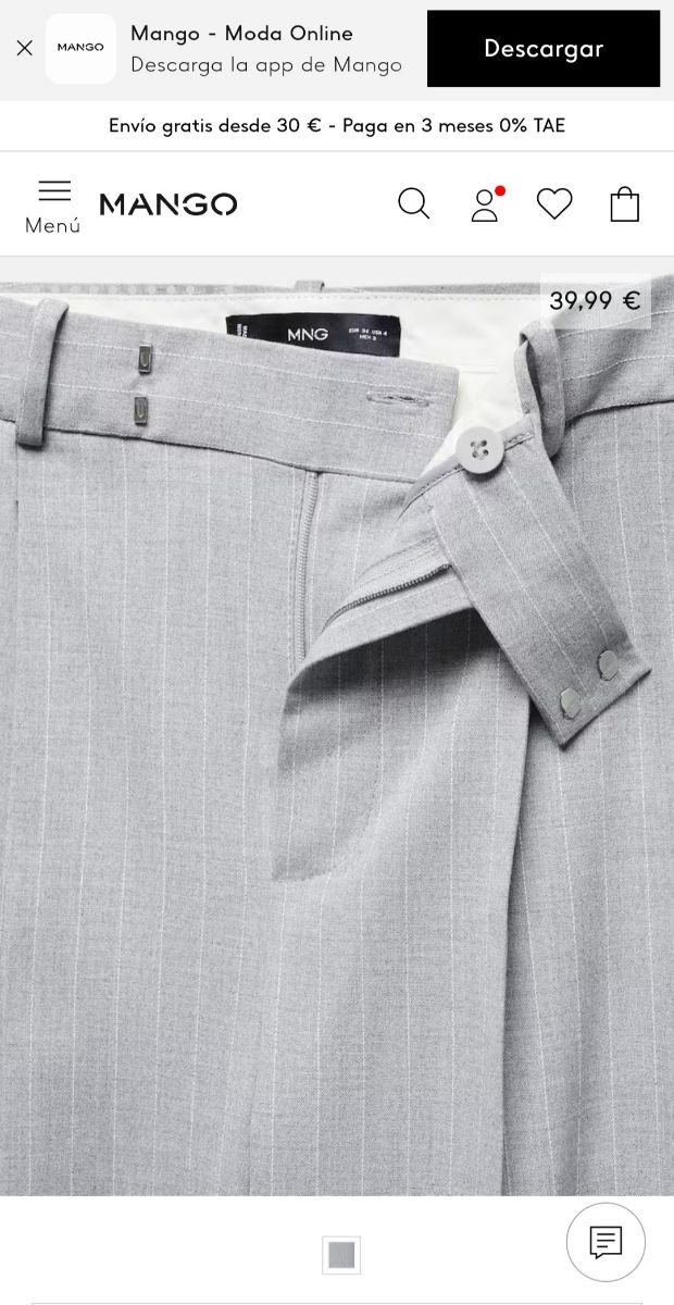 Pantalón traje Mango Talla 38 NUEVO