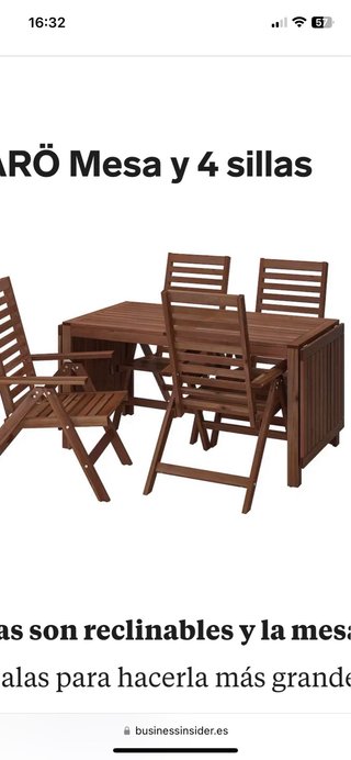 Mesa  de jardin de madera .