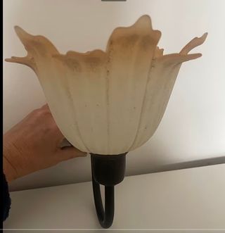 lampada da muro in ferro e vetro antichizzata