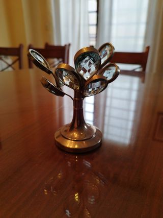 Candelabro metal y cristal