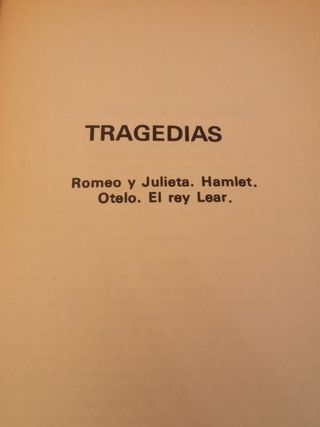 Tragedias, de Shakespeare