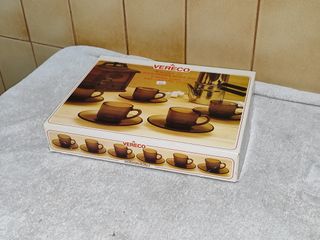 juego de 6 tazas moka con platillos 9cl Vereco