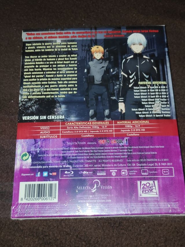 Tokyo Ghoul Blu-ray Temp. 1 y 2 Nuevo