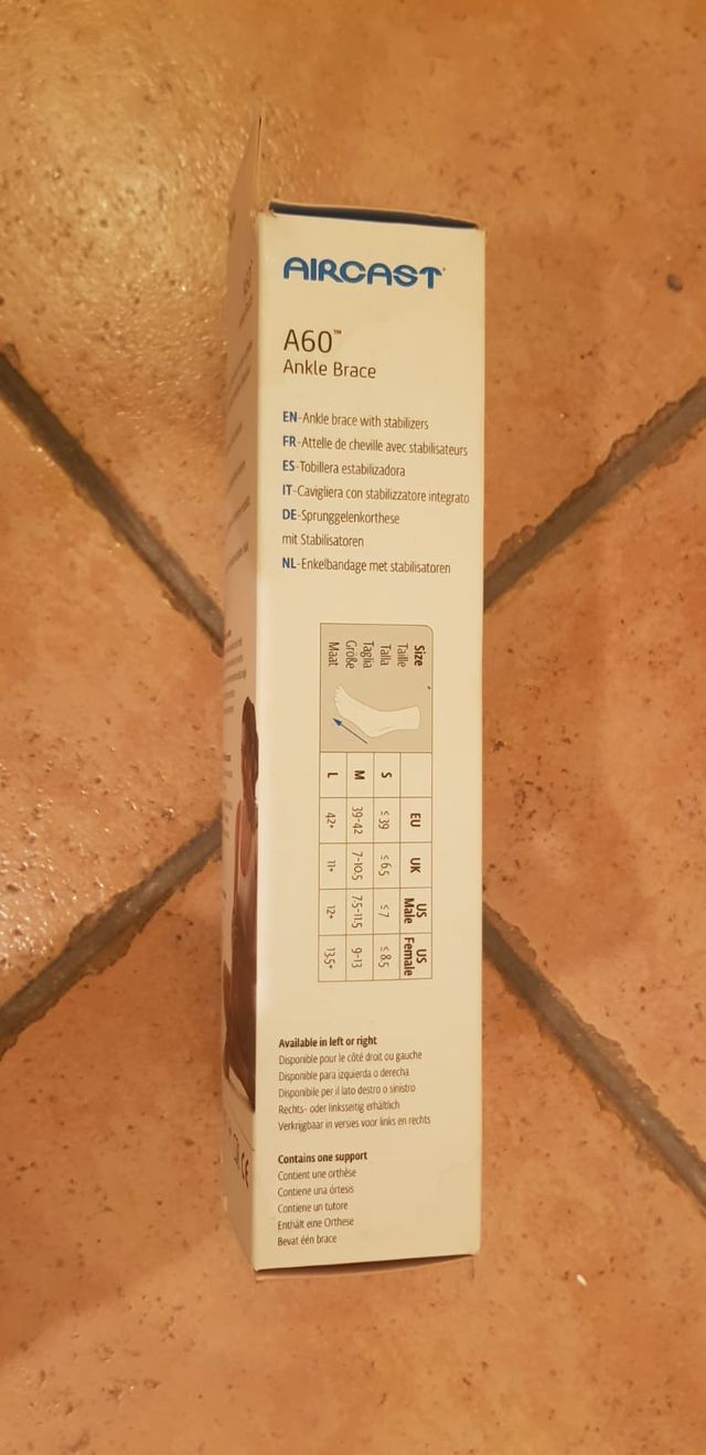 Cavigliera ortopedica, arto sinistro, taglia M