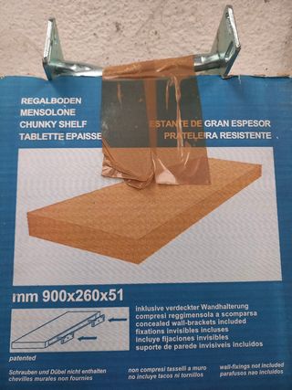 Balda de madera 900x260x51mm marron