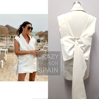 VESTIDO CHALECO BLANCO LAZO E.LIMITADA ZARA