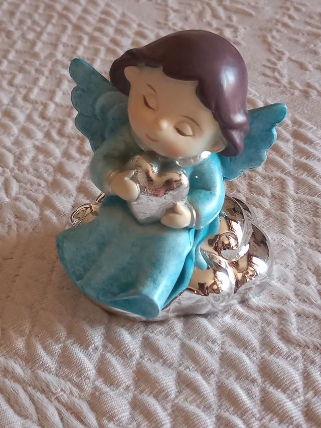 Angioletto azzurro e argento scatola regalo NUOVO