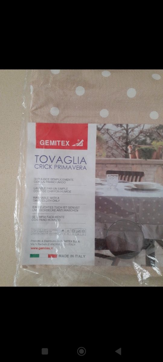 Tovaglia plastificata