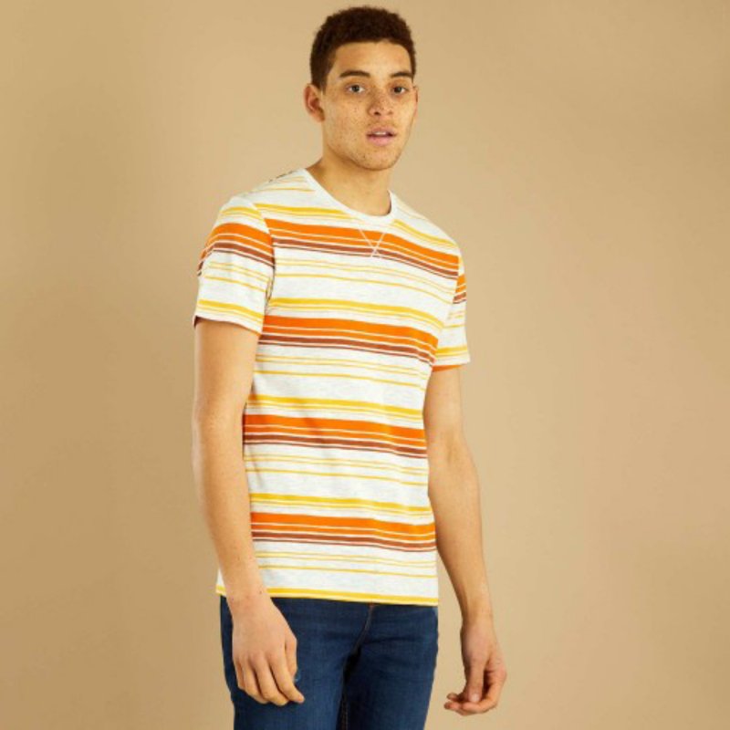 Kiabi T Shirt Da Uomo Girocollo Righe Caramello