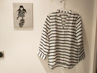 Zara camisa de lino con rayas nueva