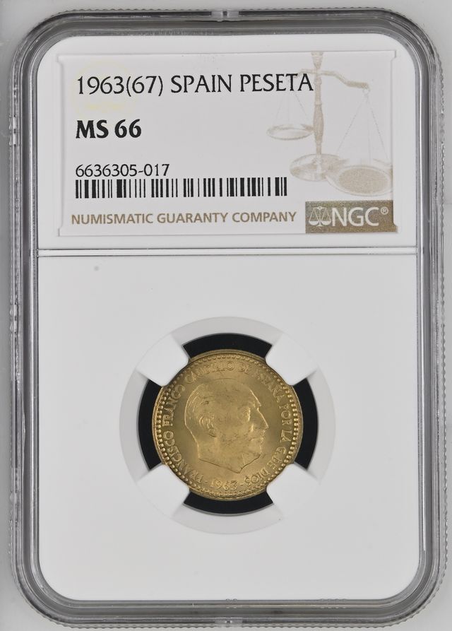 PESETA DE 1963 *67. CERTIFICADA MS 66 ENVIO GRATIS